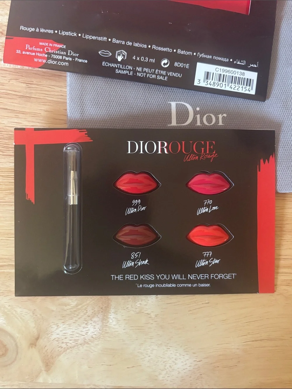 Dior Rouge Lipstick Sample With Dior Drawstring Bag